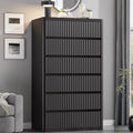 Standifurno Black 56" Tall Dresser for Bedroom, Fluted Modern 6 Drawers Deep Dressers, Wood Chest of Drawers with Handleless, Curved Profil Storage Closet Dressers for Bedroom, Living Room, Hallway by StandifurnoFurniture