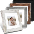 Hongkee 6x6 Picture Frame Set of 4, Made of Real Glass and Multicolour Wooden Frame, 6 by 6 Photo for Wall or Tabletop - Display Picture 4x4 with Mat or 6x6 Without Mat by Hongkee