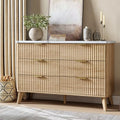 GarveeHome Fluted Dresser for Bedroom with 6 Deep Drawers, Natural Oak by GarveeHome