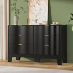 6 Drawer Dresser for Bedroom, 47" Wide Fluted Chest of Drawers, Black - Image 4