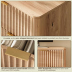54" Wide Fluted 7 Drawers Dresser for Bedroom,Curved Edge,Oak - Image 7