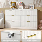 White Dresser with 7 Drawer 55" Wide Fluted Dresser for Bedroom丨Modern Chest of Drawer with Metal Handles, Wood TV Stand for Bedroom, Living Room, Entryway, Hallway, White - Image 6