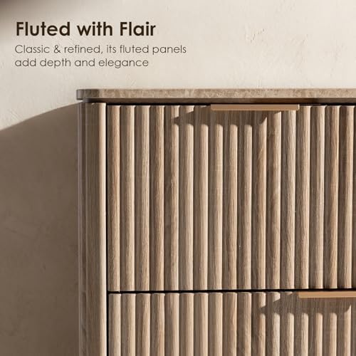 Fluted 7 Drawer Dresser for Bedroom, 54"W Wooden Dressers & Chest of Drawer - Image 3