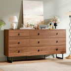 Chrangmay Modern Chest of Drawers with 9 Drawers,Deep Drawers,Clothes Organizer,Large Storage Cabinet for Living Room, Bedroom,Hallway,with Anti-Tipping Device, Caramel by Chrangmay
