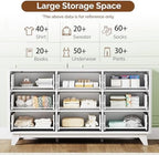 Bonnlo Fluted Dresser, 57" Wide Dresser Wood, Large 9 Drawer Dressers for Bedroom with Metal Handle, Wooden Dresser TV Stand, White - Image 6