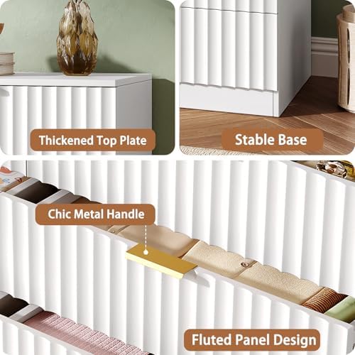 47.2" Wide Fluted 8 Drawer Dresser for Bedroom, White - Image 4