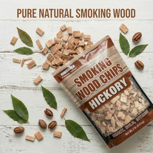 Hickory Smoking Wood Chips 2 lb – Premium Natural Smoker Chips for BBQ Grill & Smoker, Bold Rich Smoke Flavor for Ribs, Bacon & Steak, No Additives - Image 2