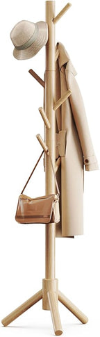 Pipishell Coat Rack Sturdy Wooden Coat Rack Stand, Adjustable Coat Tree by Pipishell