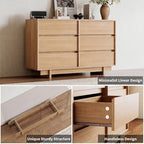6 Drawer Oak Dresser for Bedroom, 47" Wide Mid Century Modern Dresser - Image 3