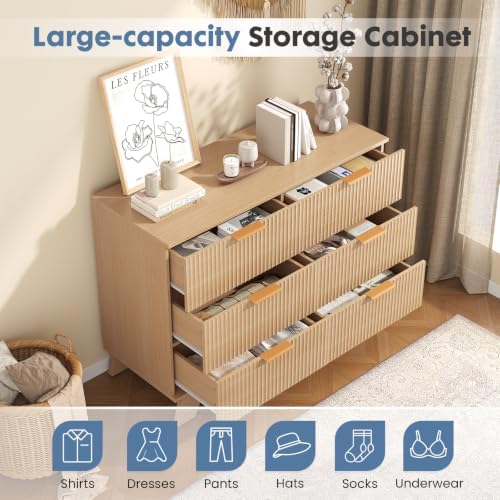 DUMOS Fluted Dresser for Bedroom, Wide Modern Storage Organizer, 6 Drawers - Image 3