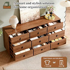 Chrangmay Modern Chest of Drawers with 9 Drawers,Deep Drawers,Clothes Organizer,Large Storage Cabinet for Living Room, Bedroom,Hallway,with Anti-Tipping Device, Caramel - Image 3