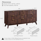 T4TREAM 63" Wide Fluted 9 Drawer Dresser for Bedroom, Dark Walnut - Image 2