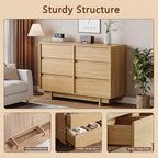 HOUROM Oak Dresser for Bedroom, 47in Modern 6 Drawer Chest of Drawers - Image 3