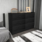 Bigbiglife Wood Dresser for Bedroom, 6 Drawer Double Dresser, Modern Chest of Drawers with Deep Drawers, Large Storage Organizer for Living Room, Closet (Black) - Image 5