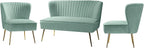HULALA HOME 3 Piece Velvet Living Room Furniture Set, Modern Comfy Upholstered - Image 3