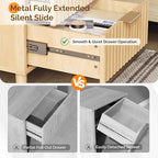 VINGLI Fluted Nightstand with Charging Station, Wood Nightstand with 2 Drawers Night Stand for Bedroom, Fluted Bedside Table/End Table/Side Table with Pine Wood Legs, Oak, 15.75" W*15.55" D*23.62" H - Image 5