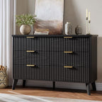 GarveeHome Fluted Dresser for Bedroom with 6 Deep Drawers, Black by GarveeHome