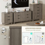 Wood Tall 6 Drawers Dresser, 53.2" W Fluted Modern Dressers for Bedroom - Image 5