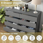 Grey Dresser for Bedroom,Modern Large 8 Drawer Dresser with Deep Drawer,Wide Storage Chest of Drawer,Wood Bedroom Storage Organizer Furniture,TV Stand for Living Room - Image 4