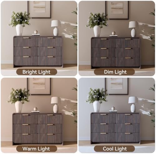 47" Fluted 6 Drawer Dresser for Bedroom, Living Room, Entryway Black Walnut - Image 7