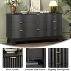 Wodeer 9 Drawer Fluted Dresser for Bedroom, Mid Century Modern Dresser with 9 Drawers, Dressers & Chests of Drawers with Metal Handle, TV Stand & Storage Organizer for Entryway, Hallway, Black - Image 5