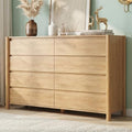 CHUWELL 55.1" Wide Oak 8 Drawer Dresser for Bedroom with Solid Wood Legs by CHUWELLStorageCabinet