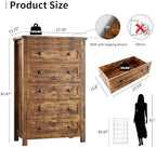 Xixini 45.5" Tall 5-Drawer Dresser for Bedroom, Chest of Drawers, Brown - Image 2