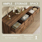 Dresser for Bedroom, 9 Drawer Dresser with Large Drawers, 55 Inch Wide Wood Chest for Living Room, Hallway, Walnut - Image 3