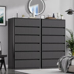 Standifurno Black 56" Tall Dresser for Bedroom, Fluted Modern 6 Drawers Deep Dressers, Wood Chest of Drawers with Handleless, Curved Profil Storage Closet Dressers for Bedroom, Living Room, Hallway - Image 4