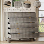 BORNOON 46" Tall Dresser for Bedroom, 10-Drawer Fluted Chest of Drawers, Modern Wood Highboy with Metal Slides and Handles, Anti-Tip Kit, Vertical Clothes Storage Organizer for Apartment, Closet - Image 4