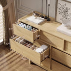 7 Drawer Oak Dresser for Bedroom, 51.5" Wide Mid Century Modern Dresser - Image 4