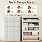 Jocoevol Fluted 5 Drawer Dresser, 43" Tall Dresser for Bedroom, Modern Fluted Chest of Drawers, Wood Drawer Organizer for Living Room, Bedroom, Entryway, Hallway (White) - Image 4