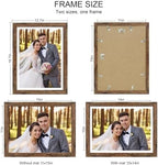 Hongkee 11x15 Picture Frame Set of 4, Made of Real Glass and Rustic Brown Frame - Display Picture 10x14 with Mat or 11x15 Without Mat, 11 by 15 Photo for Wall Mounting - Image 2