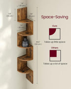 VASAGLE Corner Shelf Wall Mount, 5-Tier Floating Corner Bookshelf - Image 3