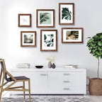 Hongkee 9x12 Picture Frame Set of 4, Made of Glass and Rustic Brown Wooden Frame - Display Picture 6x8 with Mat or 9 x 12 Without Mat, 9 by 12 Photo for Wall or Tabletop - Image 4