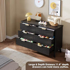 GarveeHome Fluted Dresser for Bedroom with 6 Deep Drawers, Black - Image 5
