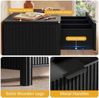 Wodeer 9 Drawer Black Dresser for Bedroom, 62" W Wood Storage Cabinet with Fluted Design, Modern Chest of Drawers & TV Stand for Living Room, Nursery Clothing Organizer with Metal Slides, Anti-Tipping - Image 6