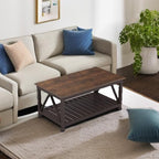 ChooChoo Farmhouse Coffee Table, Rustic Vintage Living Room Table - Image 6