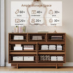 HOUROM Walnut Dresser for Bedroom, 51in Modern 7 Drawer Chest of Drawers - Image 4