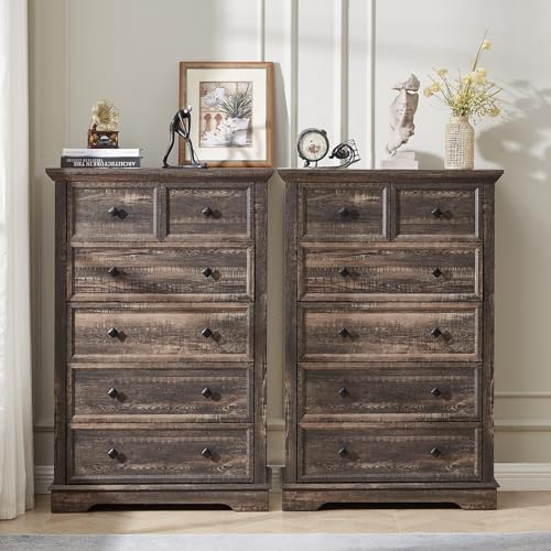 Farmhouse 6 Drawers Dresser Chests for Bedroom,Tall Chest of Drawers - Image 5