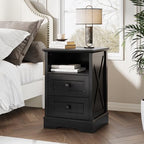 Farmhouse 2 Drawers Dresser for Bedroom,Black Dresser with Charging Station by FFBCFDKFurnitureSet