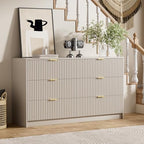 Furniway Beige Dresser for Bedroom, Modern Dresser with 6 Drawers and Smooth Slides, Wide Chest of Drawers with Golden Handles for Bedroom, Living Room, Closet, 15.7" D x 55.1" W x 31.4" H - Image 5