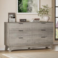 BORNOON 53" Long Dresser for Bedroom, 6-Drawer Dresser with Fluted Fronts, Wide Wood Chest of Drawers, Smooth Metal Slides, Stable Base, Modern Clothes Storage Cabinet for Living Room, Hallway by BORNOON