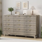 Xixini Fluted Dresser for Bedroom with 12 Drawers, 57" Wide Modern Chest of Drawers with Metal Handle, Wooden Dresser TV Stand, Wood Closet Clothes Storage Organizer for Living Room, Hallway, Grey - Image 4