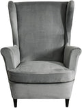 KRFOONN Wingback Chair Cover Slipcovers 2 Piece Stretch Velvet Plush Wing Chair by KRFOONN