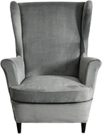 KRFOONN Wingback Chair Cover Slipcovers 2 Piece Stretch Velvet Plush Wing Chair by KRFOONN