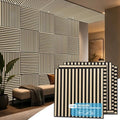 Art3d 12-Pack Acoustic Wood Slat Panel & Ceiling Tile, 2 x 2 ft, Ashtree by Art3d
