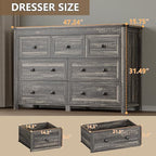 BORNOON 7-Drawer Dresser, Modern Wooden Storage Chest of Drawers, Dresser TV Stand, Wood Drawer Organizer with Metal Handles for Bedroom, Living Room, Hallway - Image 2