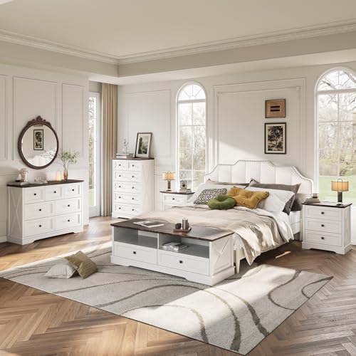 Farmhouse 7 Drawers Dresser for Bedroom with Charging Station,Wood Dressers - Image 4