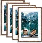 Hongkee 20x30 Frame Set of 4, 20 x 30 Rustic Brown Wood Style(Mat 16x24) by Hongkee